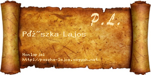 Pászka Lajos névjegykártya